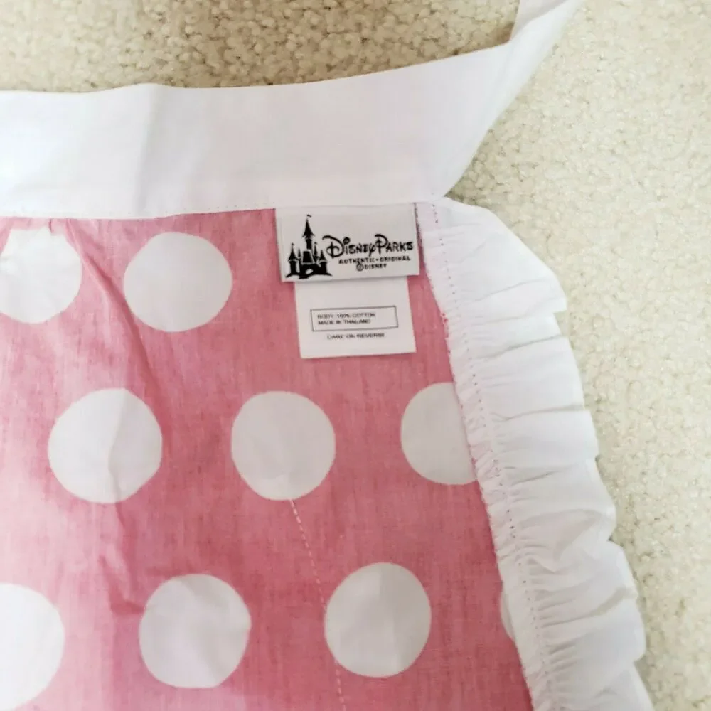 Disney Parks Minnie Mouse Apron Red White Polk A Dot Tie Back Authentic Retro